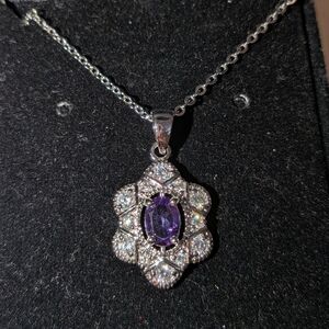 Dazzling Amethyst and Silver Floral Necklace